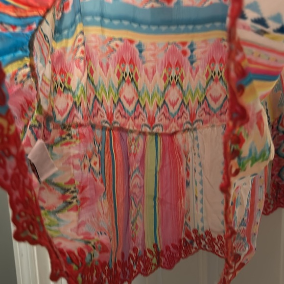 Ladies nwt Johnny Was porcelain ruffle wide sleeve embroidered semi sheer top - Picture 7 of 8